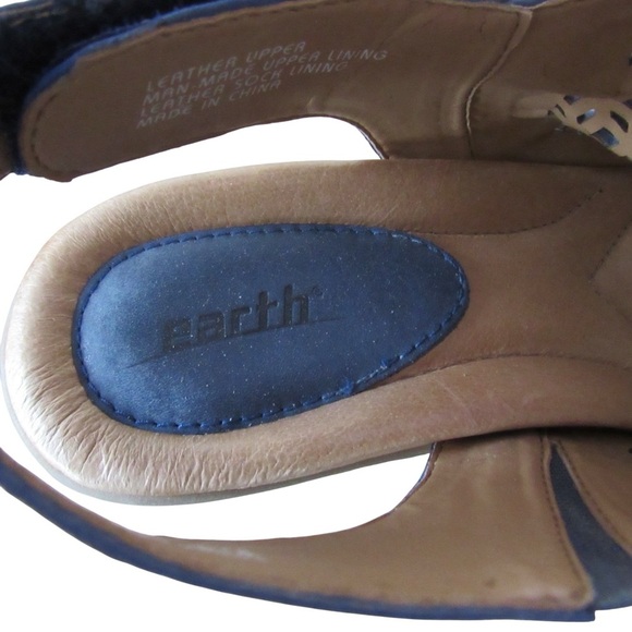 Earth Cascade Indigo Blue Perforated Wedge Sandals Size 9.5 Leather Open Toe - Picture 8 of 10